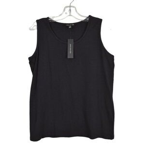 Jones York Black Tank Top Sleeveless Cotton Size Large